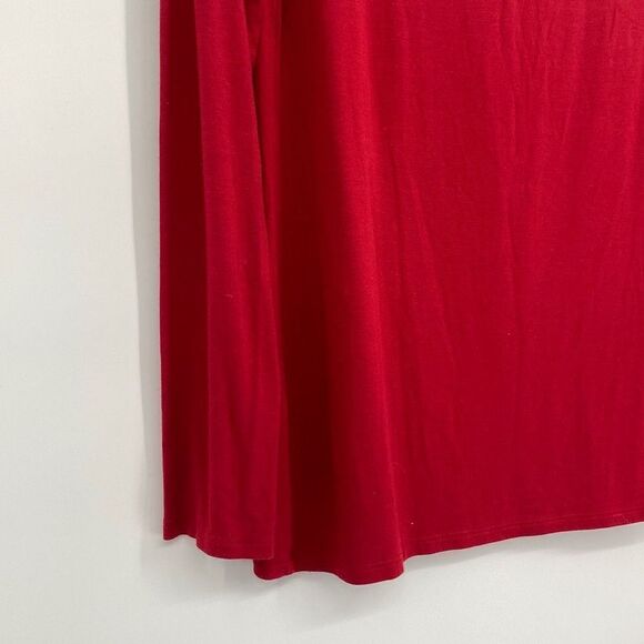 Eileen Fisher Round Neck Viscose Jersey Long Sleeve Tee Tunic Top Red Small - Picture 3 of 11